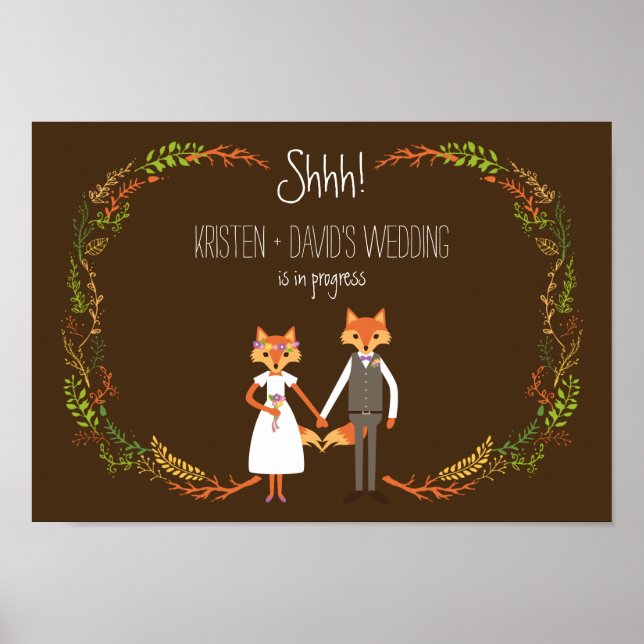Whimsical Woodland Foxes Hochzeit in Progress Poster (Vorne)