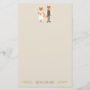 Whimsical Woodland Foxes Hochzeiten Personalisiert Briefpapier