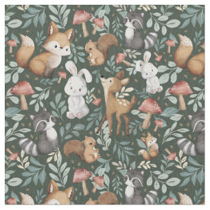 Whimsical Woodland Friends in Forest Stoff