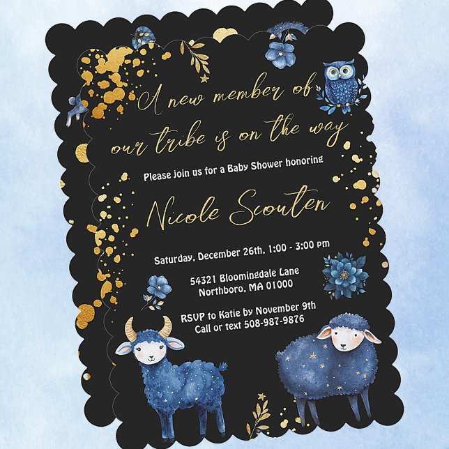 Whimsical Woodland Night: Ein Baby ist unterwegs Einladung (Adorable dreamy celestial woodland animals baby shower personalized baby shower invitations)