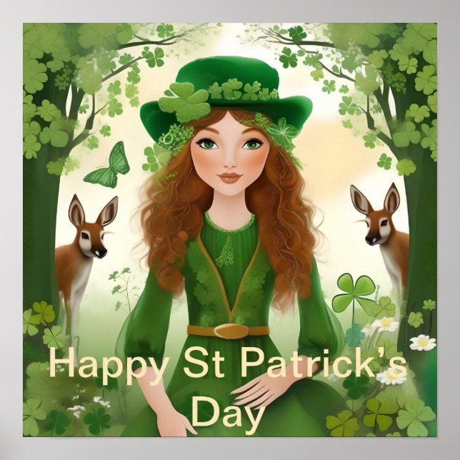 Whimsical Woodland St Patrick's Day, St Patrick's Poster (Vorne)