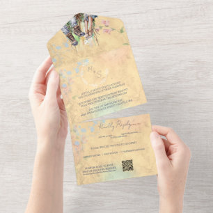 Whimsical Woodland Wildflower-Wiesen-Hochzeit All In One Einladung