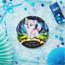 Whimsical Woodland Wolf Babydusche Pappteller