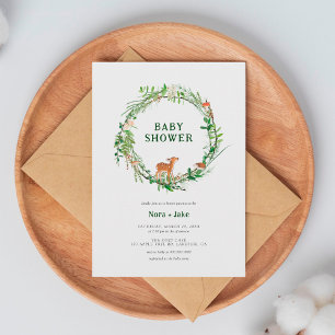 Whimsical Woodland Wreath Baby Shower Einladung