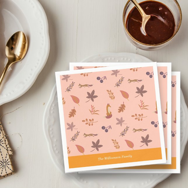 Whimsical Woodlands Fall Vibes Personalize Family Serviette (Von Creator hochgeladen)