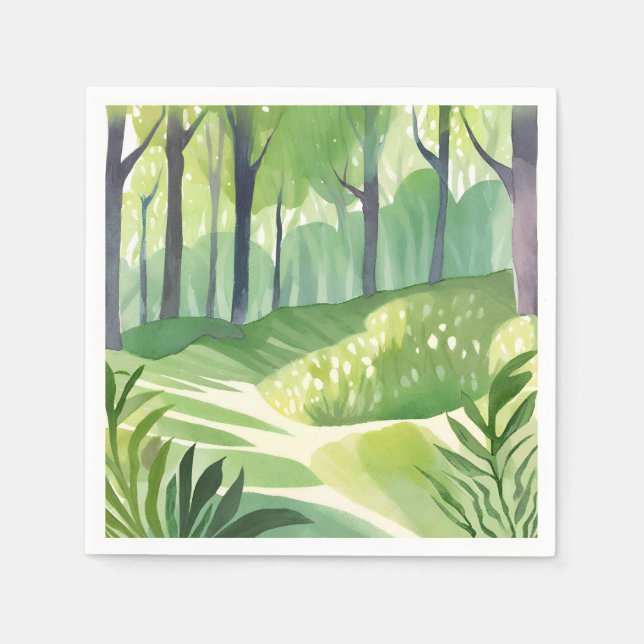 Whimsical Woods | Forest Watercolor Landscape Serviette (Vorderseite)