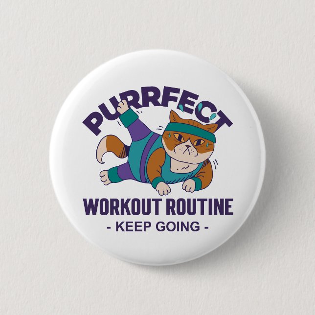 Whimsical Workout Cat Button (Vorderseite)