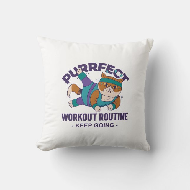 Whimsical Workout Cat Kissen (Vorderseite)