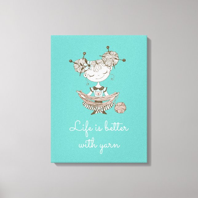 Whimsical Yarn Lover Girl Leinwanddruck (Vorderseite)