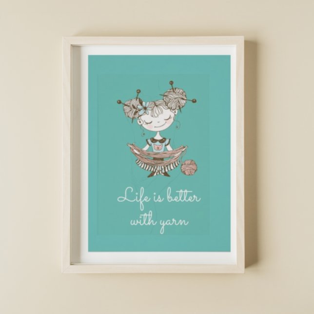 Whimsical Yarn Lover Girl Poster (Von Creator hochgeladen)