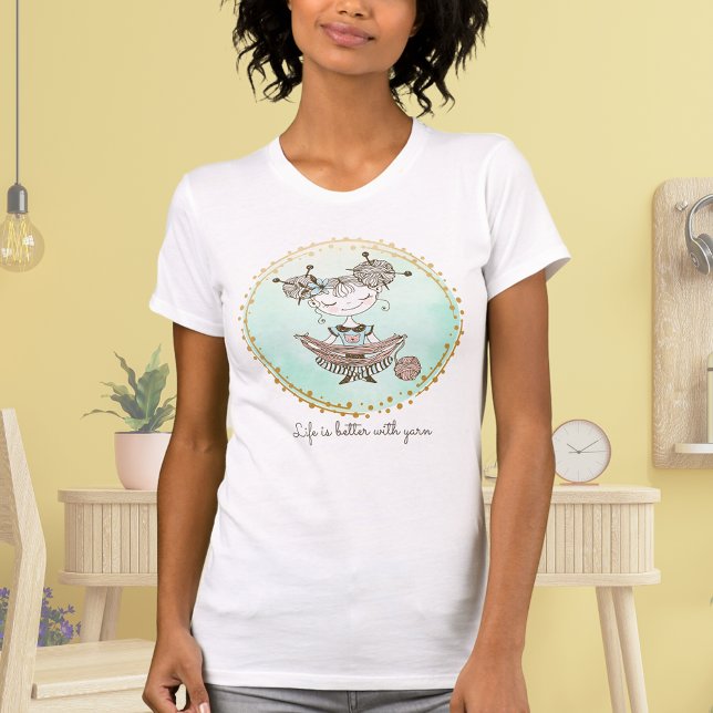 Whimsical Yarn Lover Girl T-Shirt (Von Creator hochgeladen)