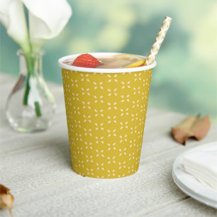 Whimsical Yellow Apple Seed Pattern Baby Dusche Pappbecher