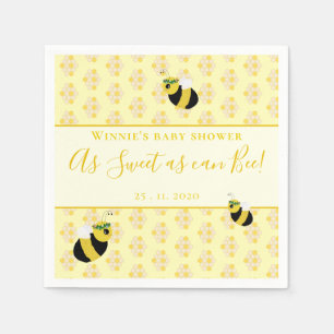 Whimsical Yellow Bee Honeycomb Babydusche Dekorati Serviette
