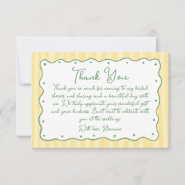 Whimsical Yellow Green Hand Painted Bridal Shower Dankeskarte