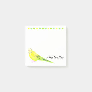 Whimsical Yellow Green Watercolor Budgie Parakeet Post-it Klebezettel