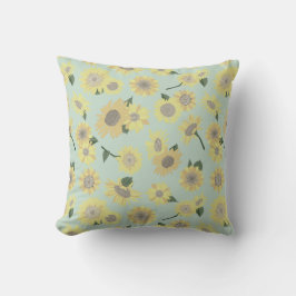 Whimsical Yellow Orange Blue Painted Sunflower Kissen