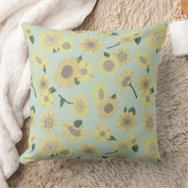Whimsical Yellow Orange Blue Sunflower Kissen