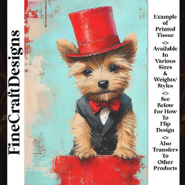 Whimsical Yorkie Dog, Red Bow Krawatte AT2 Decoupa Seidenpapier