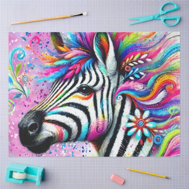 Whimsical Zebra Floral Daisy Decoupage Seidenpapier (Basteln)