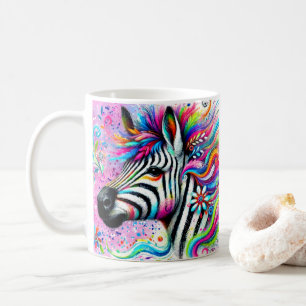 Whimsical Zebra Floral Pink Aquamarin grüne Daisy Kaffeetasse