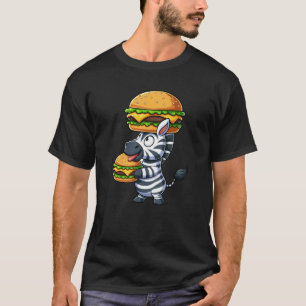 Whimsical Zebra Hamburger Fast Food Cheeseburger T-Shirt