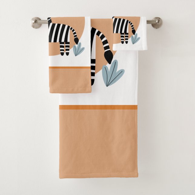 Whimsical Zebra skandinavisch beeinflusst Badhandtuch Set (Insitu)