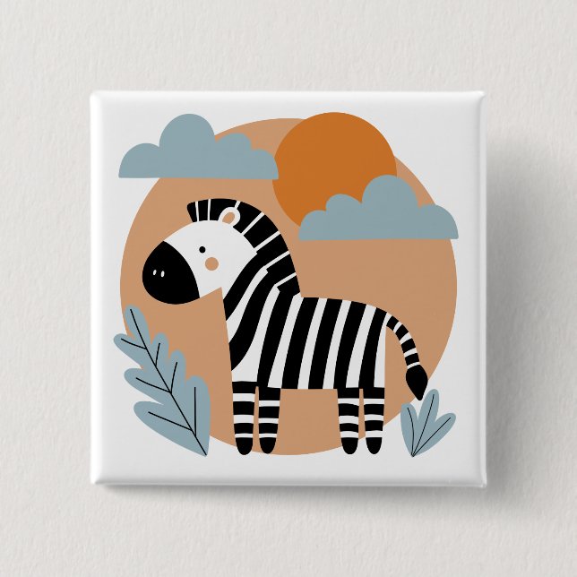 Whimsical Zebra skandinavisch beeinflusst Button (Vorderseite)