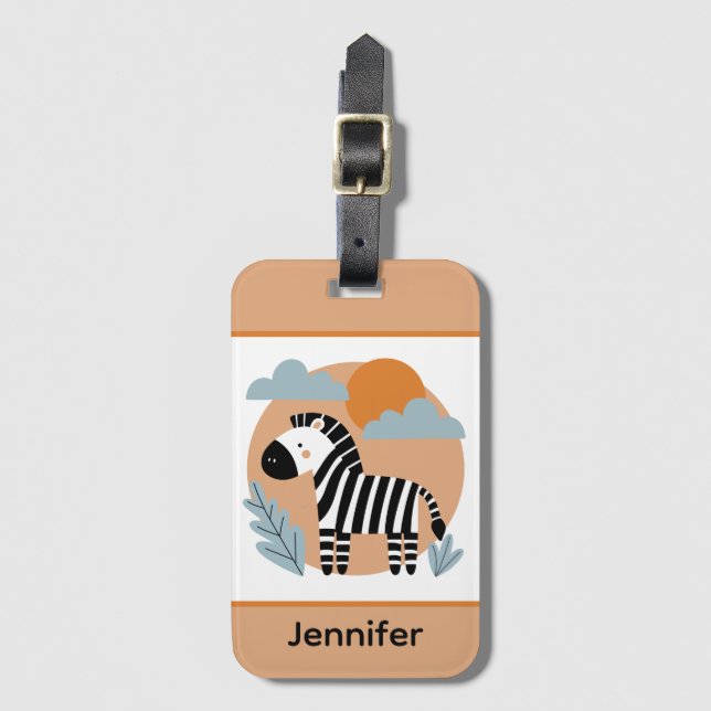 Whimsical Zebra skandinavisch beeinflusst Gepäckanhänger (Vorderseite Vertikal)