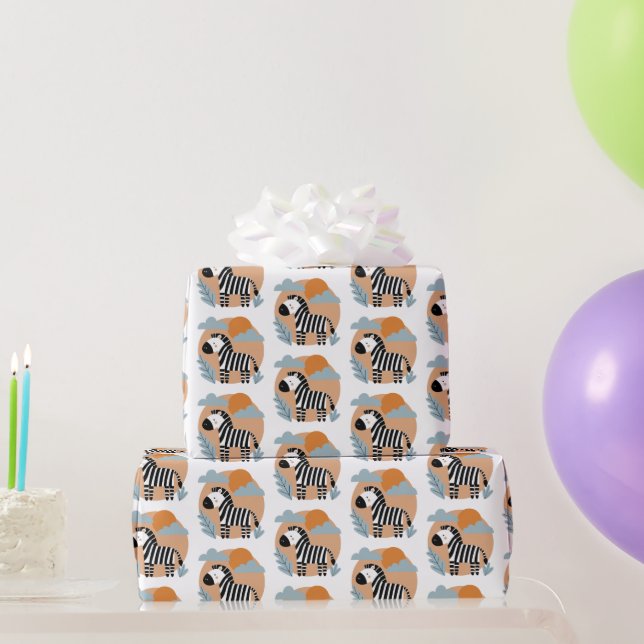 Whimsical Zebra skandinavisch beeinflusst Geschenkpapier (Partygeschenke)