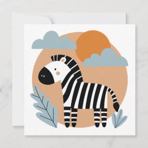 Whimsical Zebra skandinavisch beeinflusst Mitteilungskarte