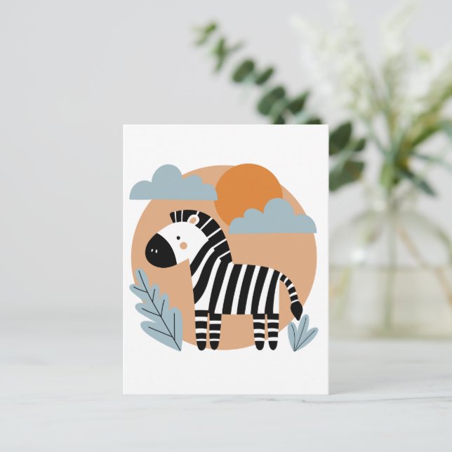 Whimsical Zebra skandinavisch beeinflusst Postkarte (Stehend Vorderseite)