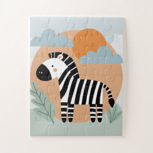 Whimsical Zebra skandinavisch beeinflusst Puzzle