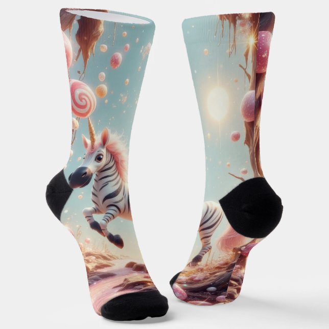 Whimsical Zebra Unicorn Socken (Gewinkelt)