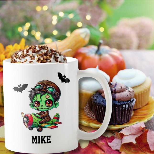 Whimsical Zombie Flugzeug-Schiff Wasserfarbe Hallo Kaffeetasse (Von Creator hochgeladen)