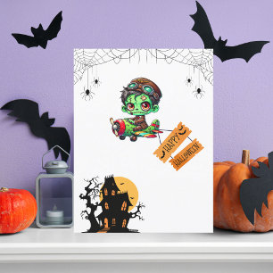 Whimsical Zombie Pilot Flugzeug Kids Halloween Postkarte