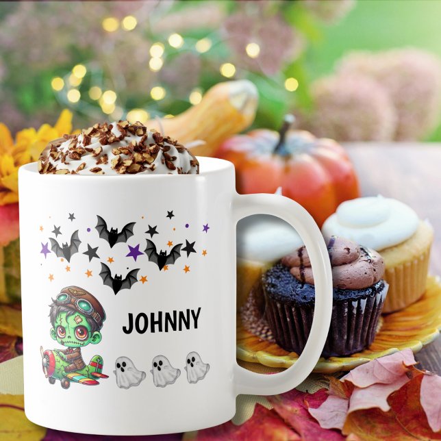 Whimsical Zombie Pilot & Flugzeug Sonniges Hallowe Kaffeetasse (Von Creator hochgeladen)