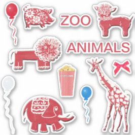 Whimsical Zoo Scrapbooking Rot & Weiß Stickers Aufkleber