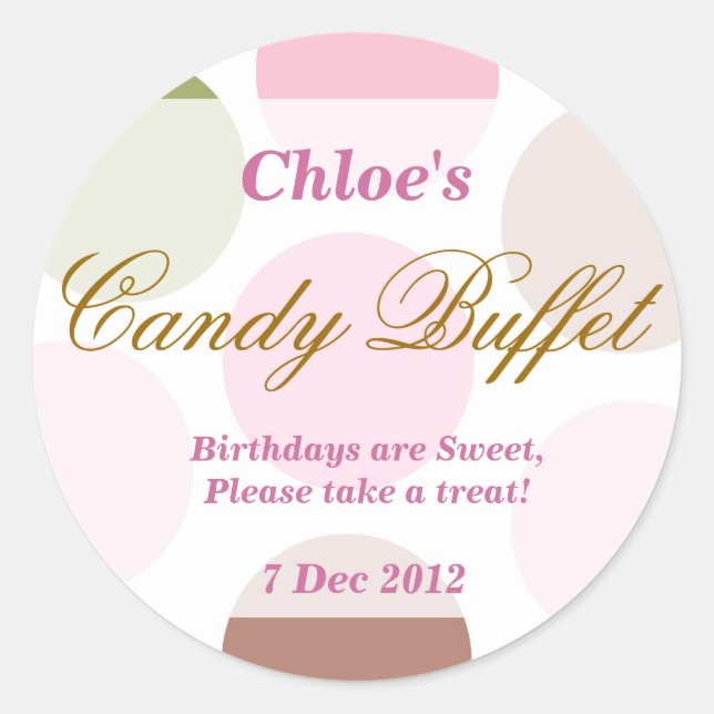 WhimsicalDotty Birthday Candy Buffet Sticker (Vorderseite)