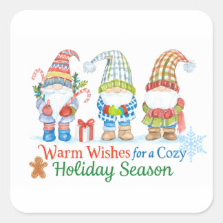 Whimsicale wishes for  cozy holiday season quadratischer aufkleber