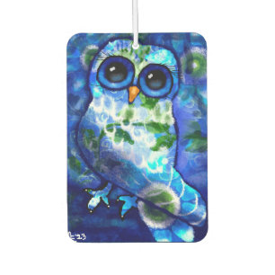 Whimsicaler abstrakter Eule Blau Grün Floral Autolufterfrischer