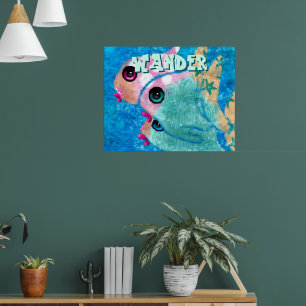Whimsicaler abstrakter Fisch-Trio Blau Personalisi Poster