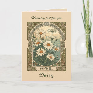 Whimsicaler April-Blüten im Jugendstil-Design Karte