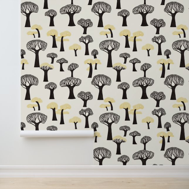 Whimsicaler Baobab-Baum-Muster Tapete (Anwendung)