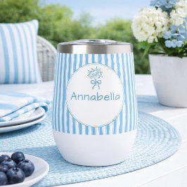 Whimsicaler Blau-Weiß-Streifen Preppy-Monogramm