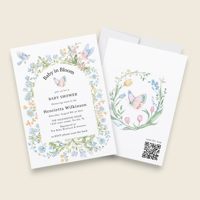 Whimsicaler Blumenbogen Baby Shower Einladung (Von Creator hochgeladen)