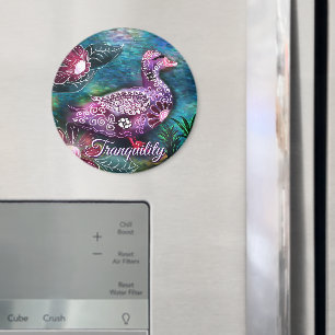 Whimsicaler Blumenente Lila Türkis Personalisiert Magnet