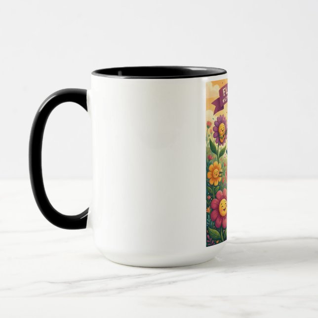 Whimsicaler "Blumenfest"-Poster - Singende Blumen Tasse (Links)