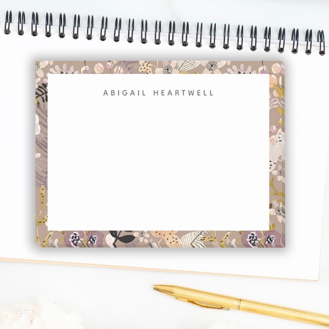 Whimsicaler Boho-Blumenmuster mit Ihrem Namen Post-it Klebezettel (Von Creator hochgeladen)