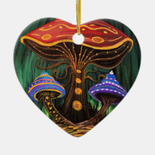 Whimsicaler bunter Pilz Cottagecore Zauber Keramik Ornament