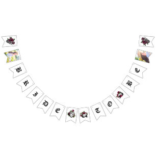 Whimsicaler burgunderfarbener floraler gotischer B Wimpelkette